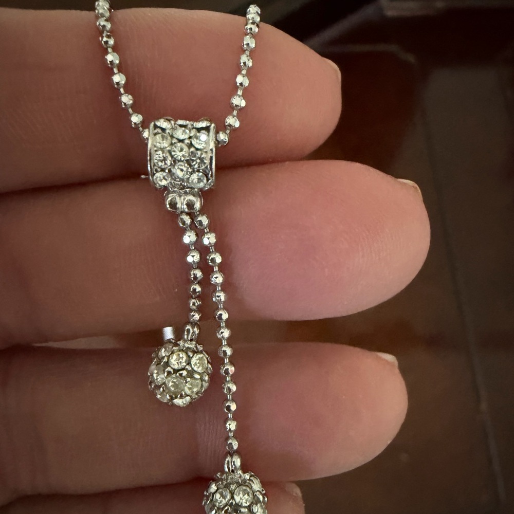 Silver Crystal Drop  Necklace - Women's Jewelry